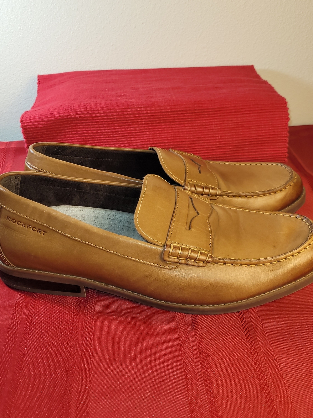 Rockport Men's Classic Camel Brown Leather Penny Loafers Size 13